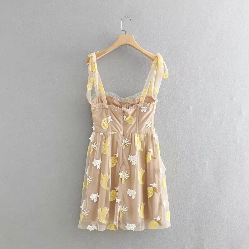 Летнее платье 2019 boho пляжное kawaii с банановым принтом и пайетками Корейская одежда