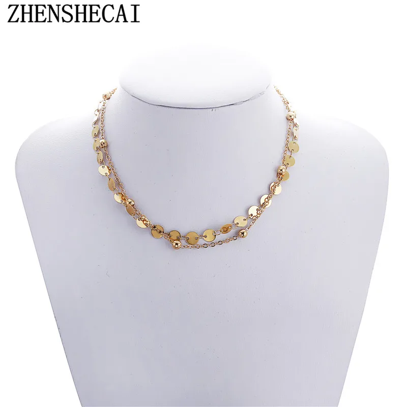 Женское Ожерелье с волнистой водой золотистого цвета простой слой ожерелье