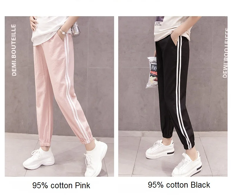 Spring Summer Fashion Cotton Maternity Jogger Pants Elastic Waist Belly Clothes for Pregnant Women Thin Pregnancy Trousers | Мать и