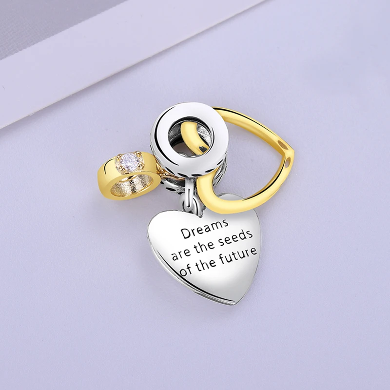 

New Original 100% 925 Sterling Silver Charm Bead Gold Seeds Of the Future Pendant Charms Fit Bracelet Diy Women Jewelry