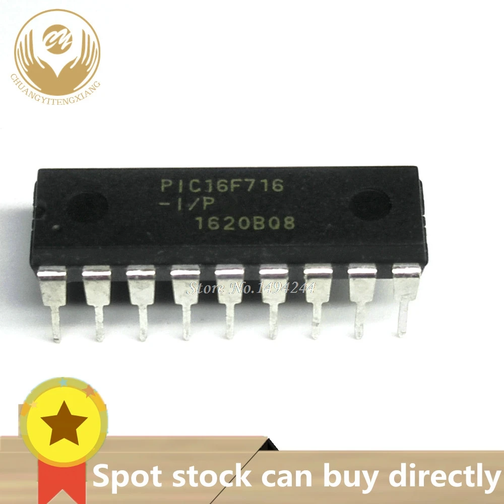 Пятно PIC16F716 I/P 16F716 MCU DUP18 1 шт. 8 битный микроконтроллер 3.5KB 128 Оперативная память 13 I/O