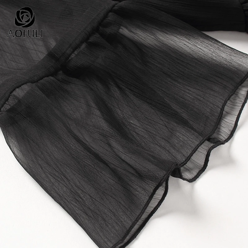 Размеры S/M сексуальная прозрачная шифоновая блузка летняя с расклешенными