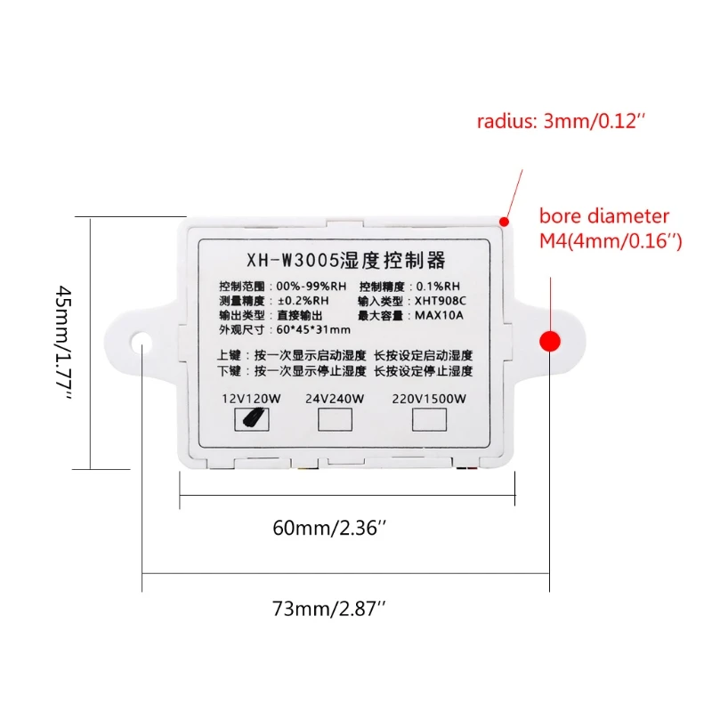 

12V-220V Digital Humidity Control Controller Switch hygrostat Hygrometer Sensor