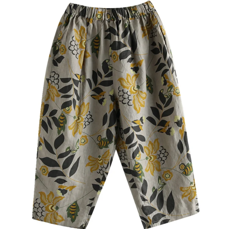 

Plus Size Pants Large Size 4xl Harem Pants Casual Pantalones Mujer Cotton Hemp Capris Women's Trousers Korean Style Women