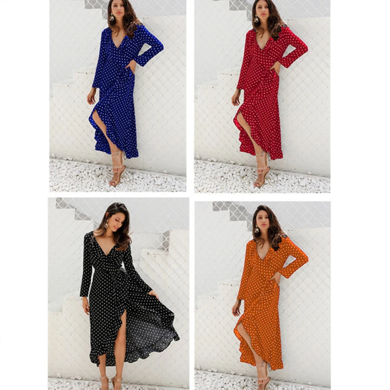 Сексуальное женское богемное платье с V образным вырезом длинное Пляжное Платье