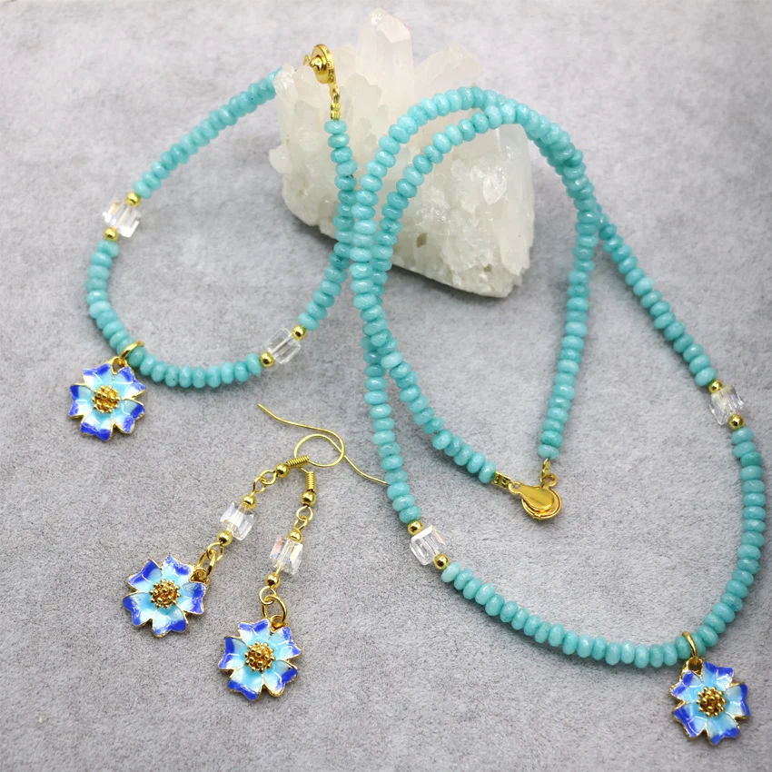 Элегантный амазонит камень 2*4 мм Abacus граненые бусины цепи ожерелье браслеты