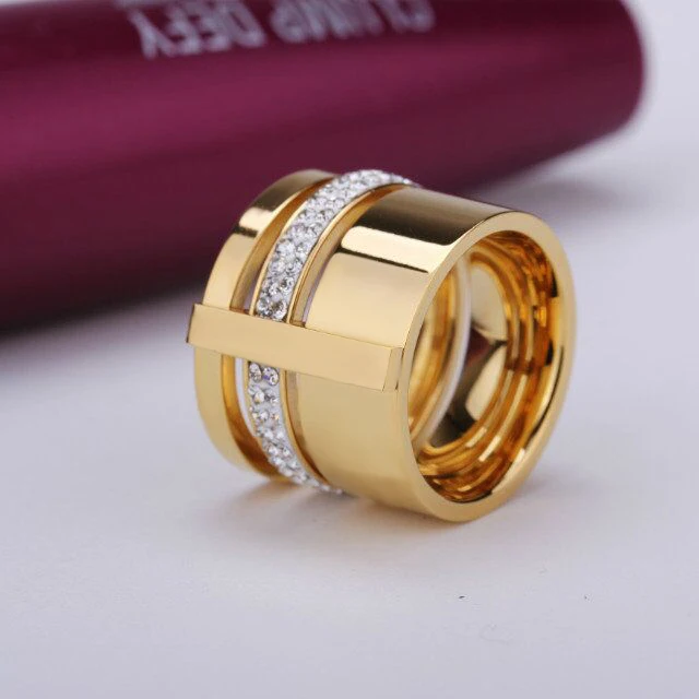 Женские кольца на палец из нержавеющей стали розовое золото три слоя с