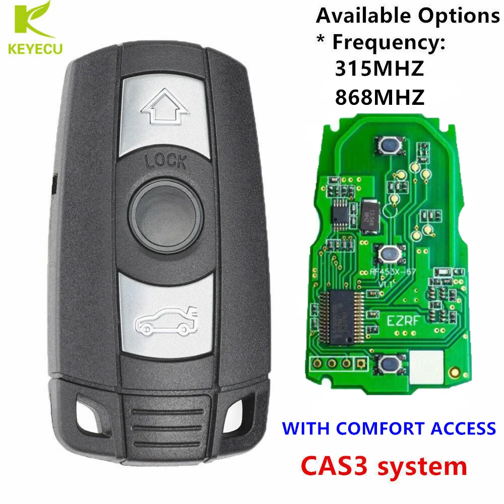 Запасной смарт ключ KEYECU с удобным доступом для BMW CAS3 + 1 SERIES E90 E92 E93 E60 6 SERIES(2006 2011) X5 07