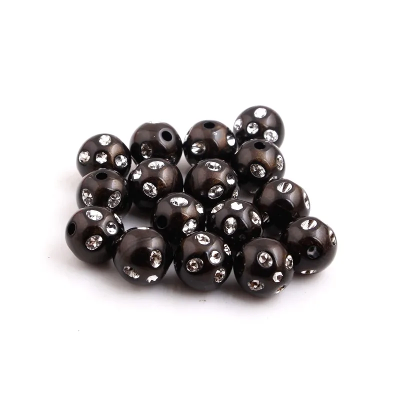 black Kwoi Vita Модные Акриловые бусины из искусственного жемчуга со стразами для массивное ожерелье «сделай сам» 8 мм 10 мм 12 мм 14 мм 16 мм - Цвет: black