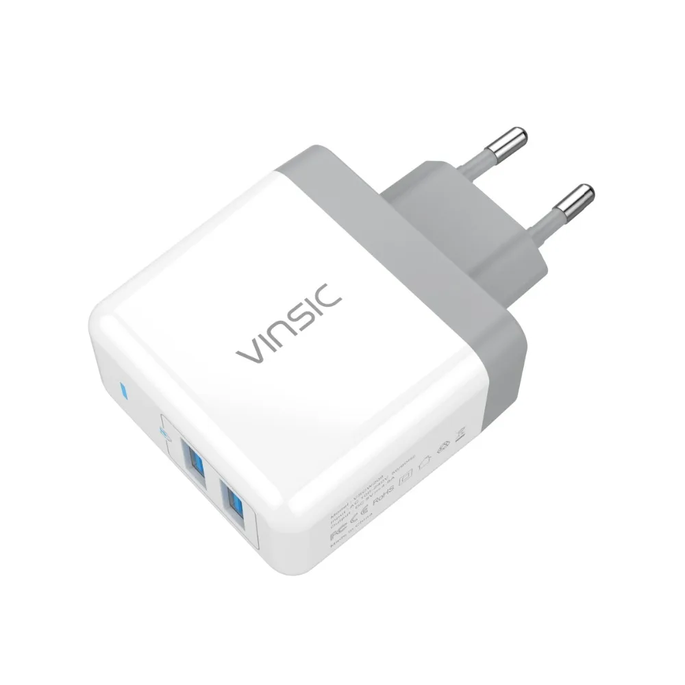 Vinsic Dual USB зарядное устройство 5 В 4.8A портативное дорожное настенное зарядное устройство адаптер зарядное устройство для мобильного телефона для iPhone X 8 8 Plus Xiaomi LG ноутбука