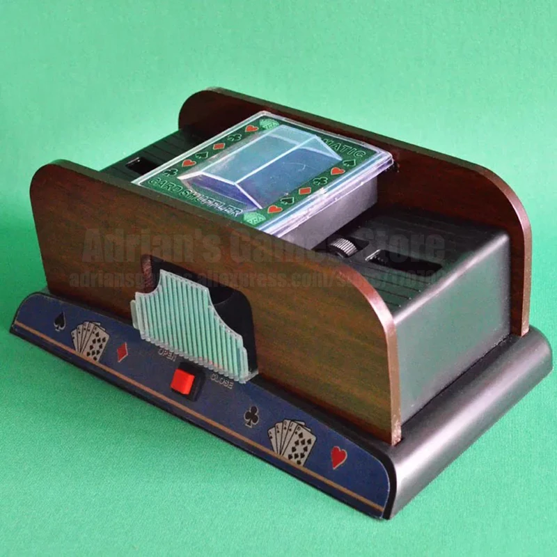 2 колоды широкие покер КАРТЫ Shuffler Автоматическая Деревянная Карта для игры в