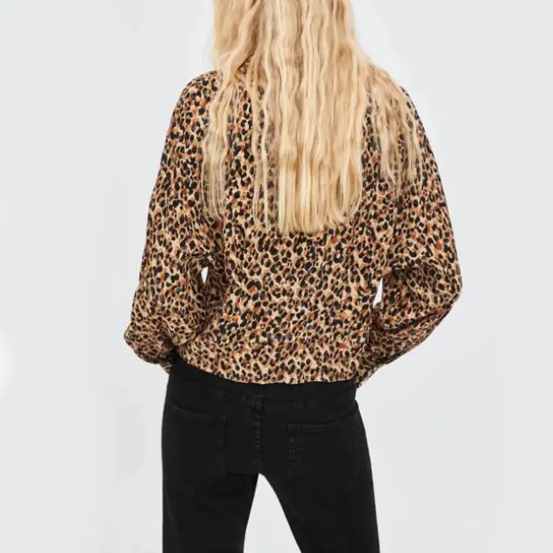 Blusas mujer de moda 2018 шифоновые блузки женские топы и повседневные блузы леопардовая