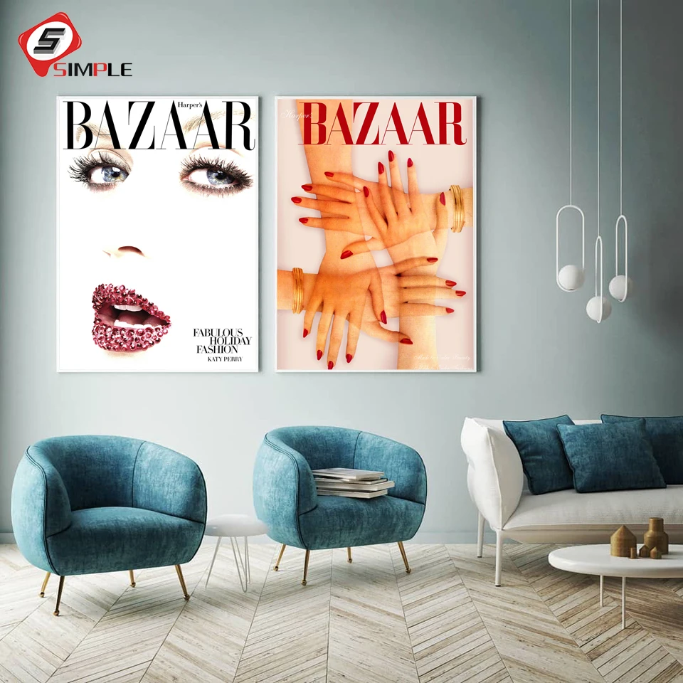 Современные модные плакаты и принты 2 шт. A4 Обложка для журнала BAZAAR постер Картина