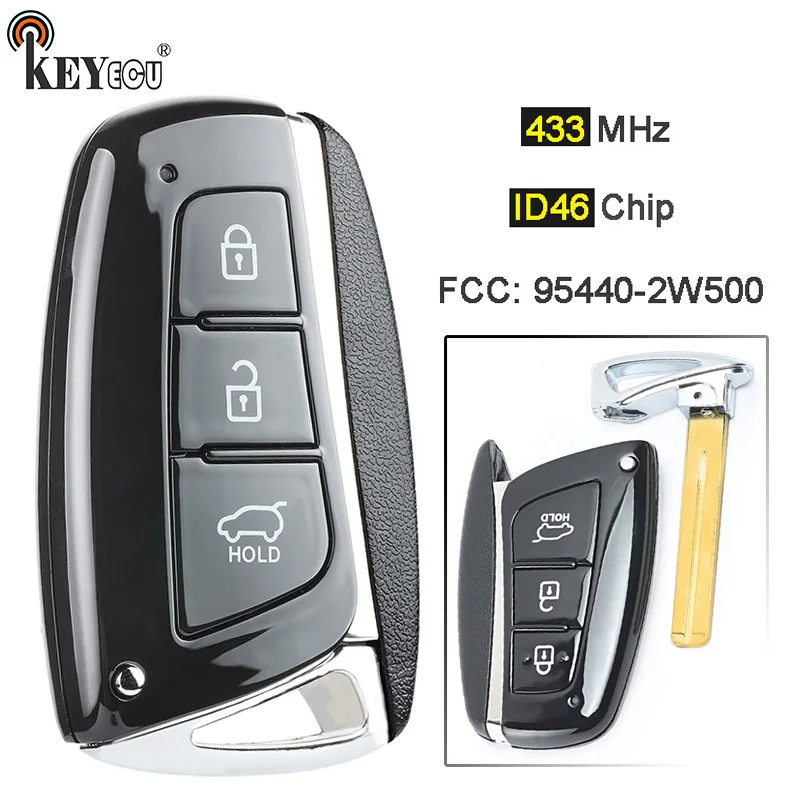 KEYECU 10x433 МГц CAN ID46 чип FCC: 95440 2W500 смарт 3 кнопки дистанционный ключ брелок от машины