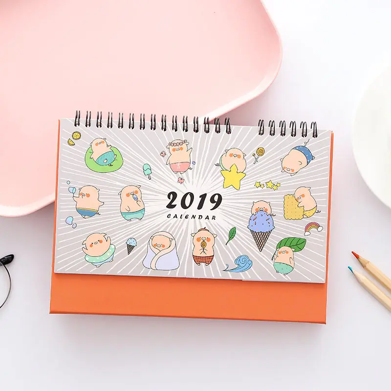 Coloffice 1 шт. 2019 годовый год мультфильм свинья личность стол календарь многоцелевой