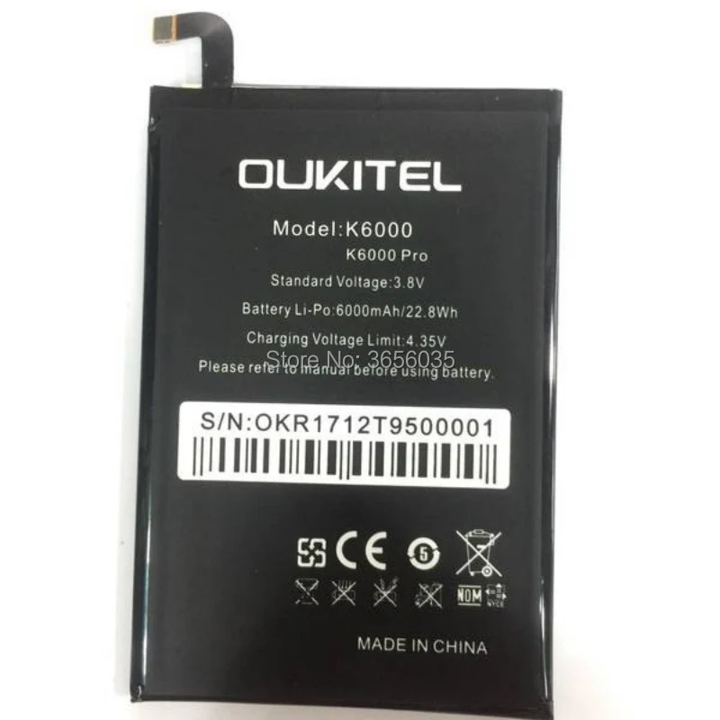Tyrca новый высококачественный аккумулятор Oukitel K6000/K6000Pro для Oukite K6000 Pro Phone Bater 3 8 V