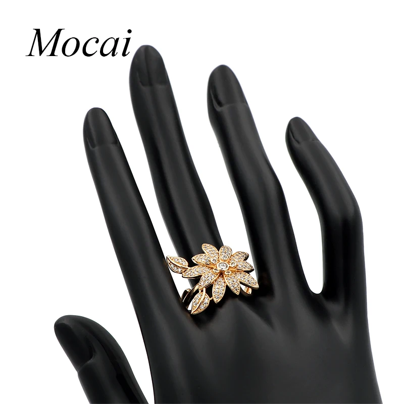 Женское кольцо с большим цветком Mocai рождественское из розового золота