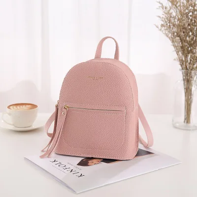 pink Lichee Pattern Fanous брендовый маленький рюкзак для девочек-подростков, модная повседневная кожаная сумка через плечо для женщин, мини-рюкзак, маленькие детские сумки - Цвет: pink Lichee Pattern