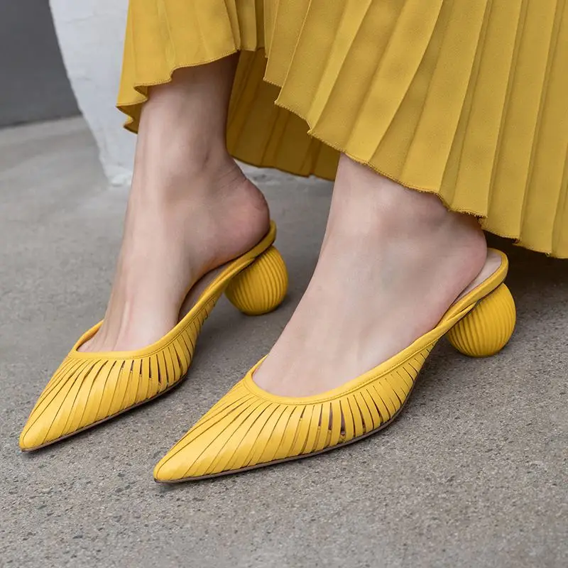 Шлепанцы superstar женские на высоком каблуке с острым носком сандалии без задника