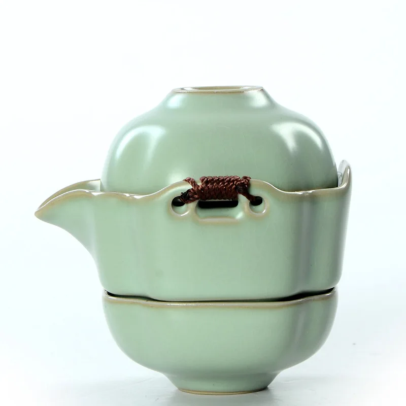 Изысканный чайный сервиз Ruyao Ru Kilns посуда из селадона фарфоровые портативные