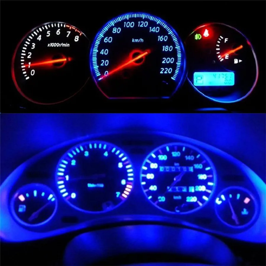 50 шт./лот T5 B8.4 Светодиодная лампа 5050 чип 1 SMD Приборная панель автомобиля 12 В синий