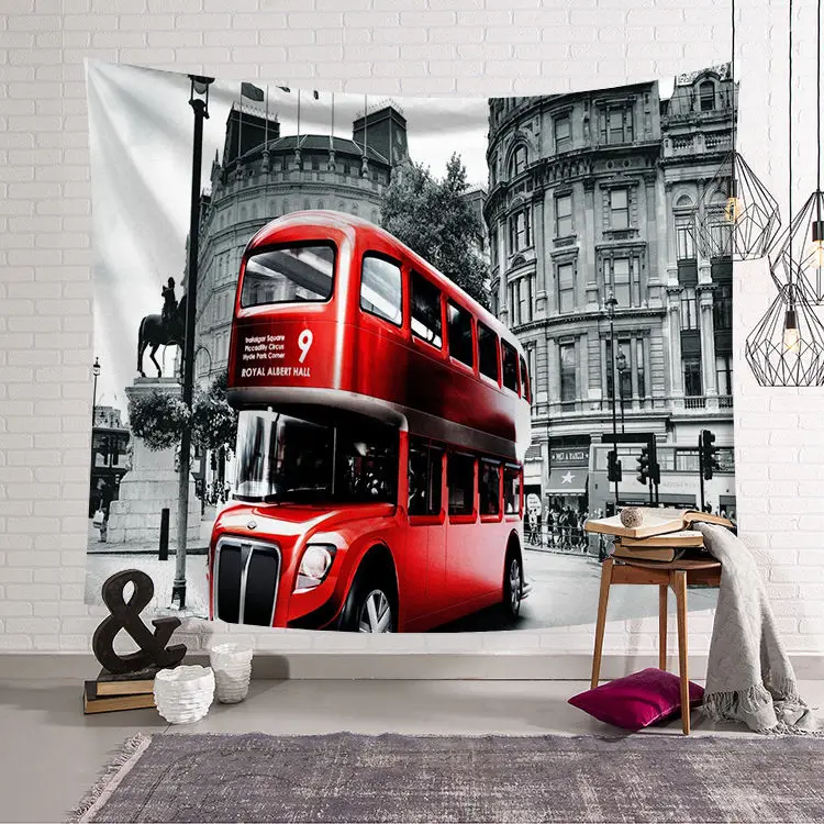 Прямая поставка поставщики гобелен 3D красный автобус письмо городской флаг