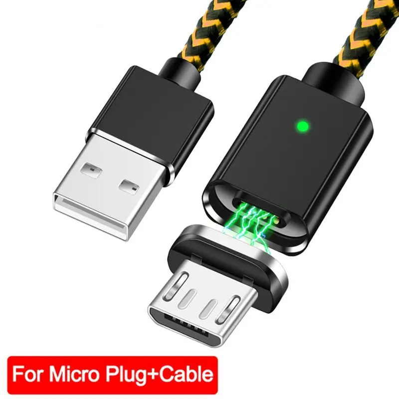 Магнитный usb-кабель Olaf Micro usb type-C, магнитный кабель для телефона, светодиодный кабель для быстрой зарядки, кабель USB C для зарядки Xiaomi iPhone - Цвет: Black Micro Cable