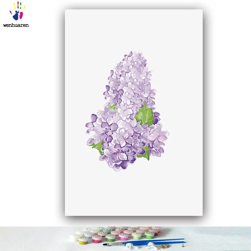 DIY colorings pictures by numbers with colors Hyacinth Hydrangea Illustration picture drawing painting framed Home | Дом и сад