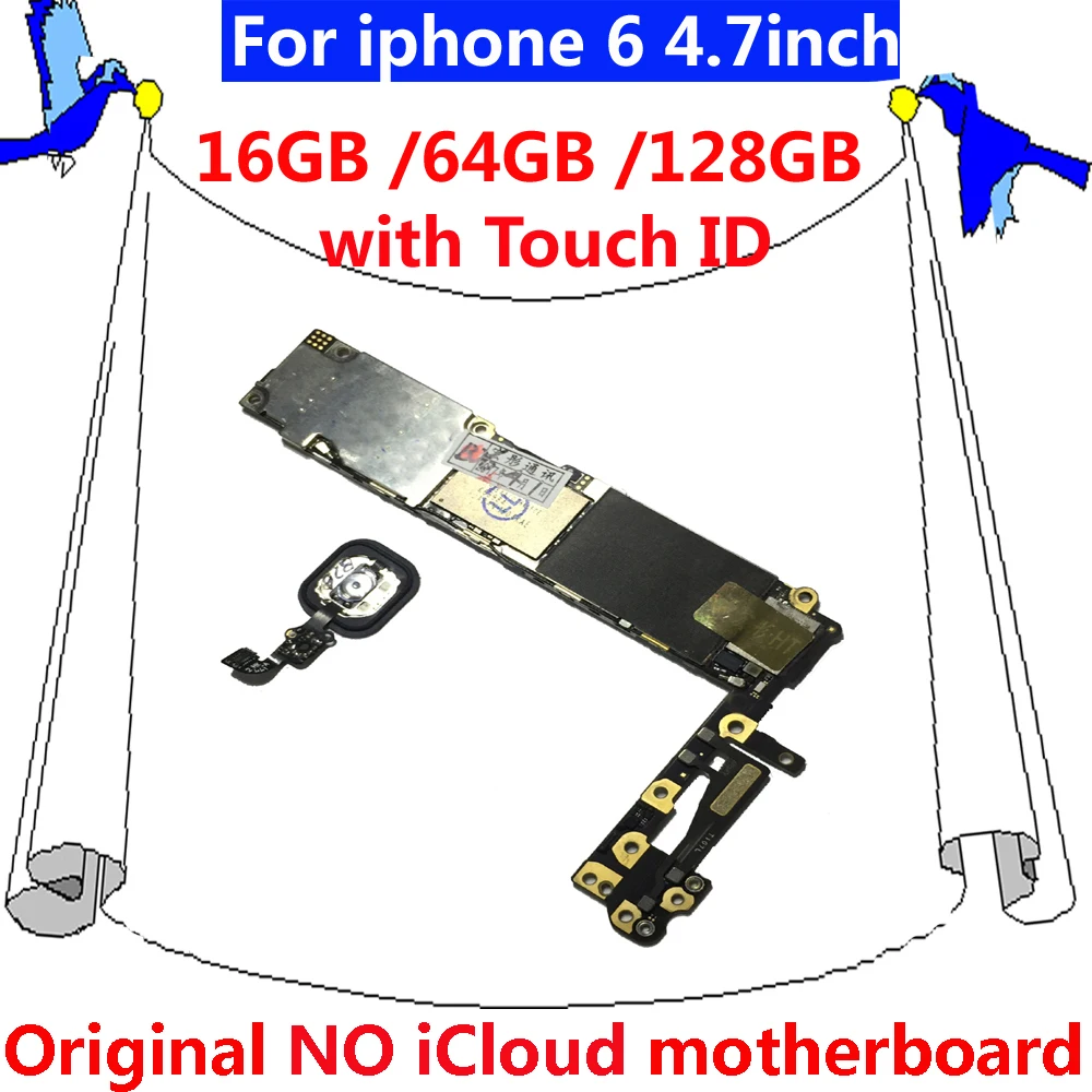 16 Гб 64 128 ГБ IOS системная логическая плата + чипы для iphone 6 100% оригинальная