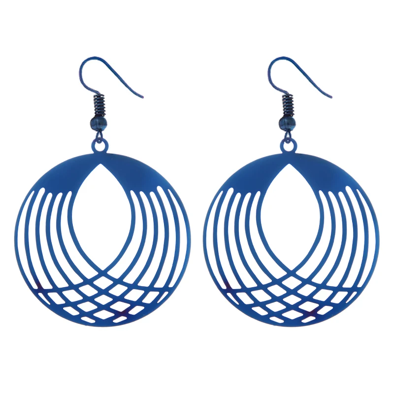 New arrival Stainless Steel Punk Style Colorful Hollow Round stripe Earrings For Women Girls Jewelry | Украшения и аксессуары
