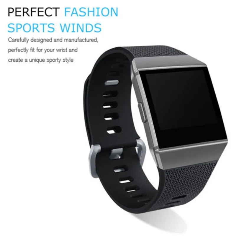 Мягкий спортивный сменный силиконовый ремень для Fitbit ionic умный браслет часы с металлической застежкой из нержавеющей стали