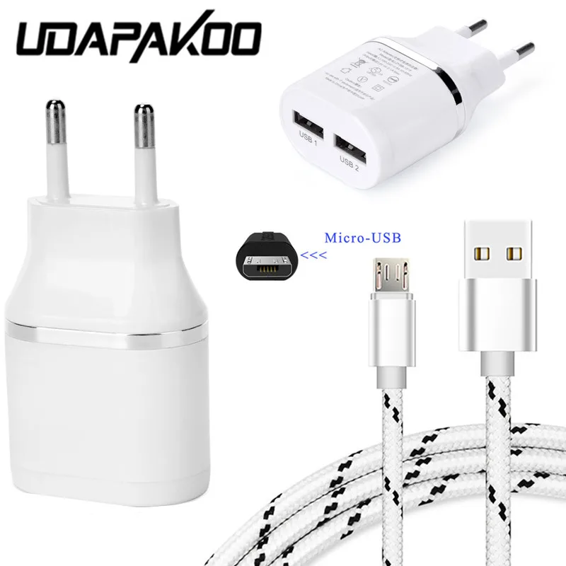 ЕС Plug переходник для зарядного устройства + нейлон Металл micro быстрозаряжающий