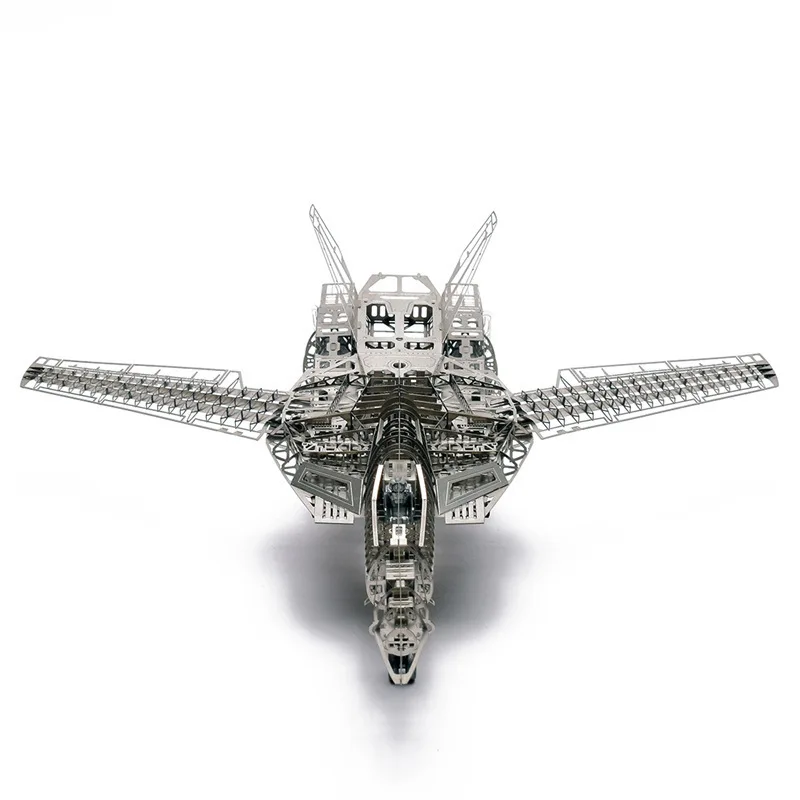 1/72 Валькирия Макросс VF-1A/S полная ПЭ модель Жасмин 3D сталь Металл DIY Складное крыло миниатюрные наборы головоломки игрушки сплайсинга хобби - Цвет: Серебристый