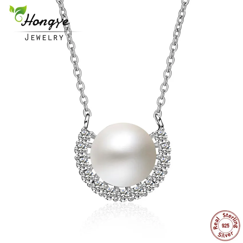 Hongye 2018 новое простое жемчужное ожерелье для женщин 100% серебро 45 см цепь с 8 мм