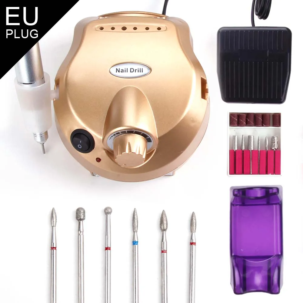 Gold machine Set9 Фрезерный станок, электрический аппарат, дрель для ногтей, маникюрные вращающиеся заусенцы ДЛЯ вольфрамовой отвертки, наконечники, инструменты для полировки - Цвет: Gold machine Set9