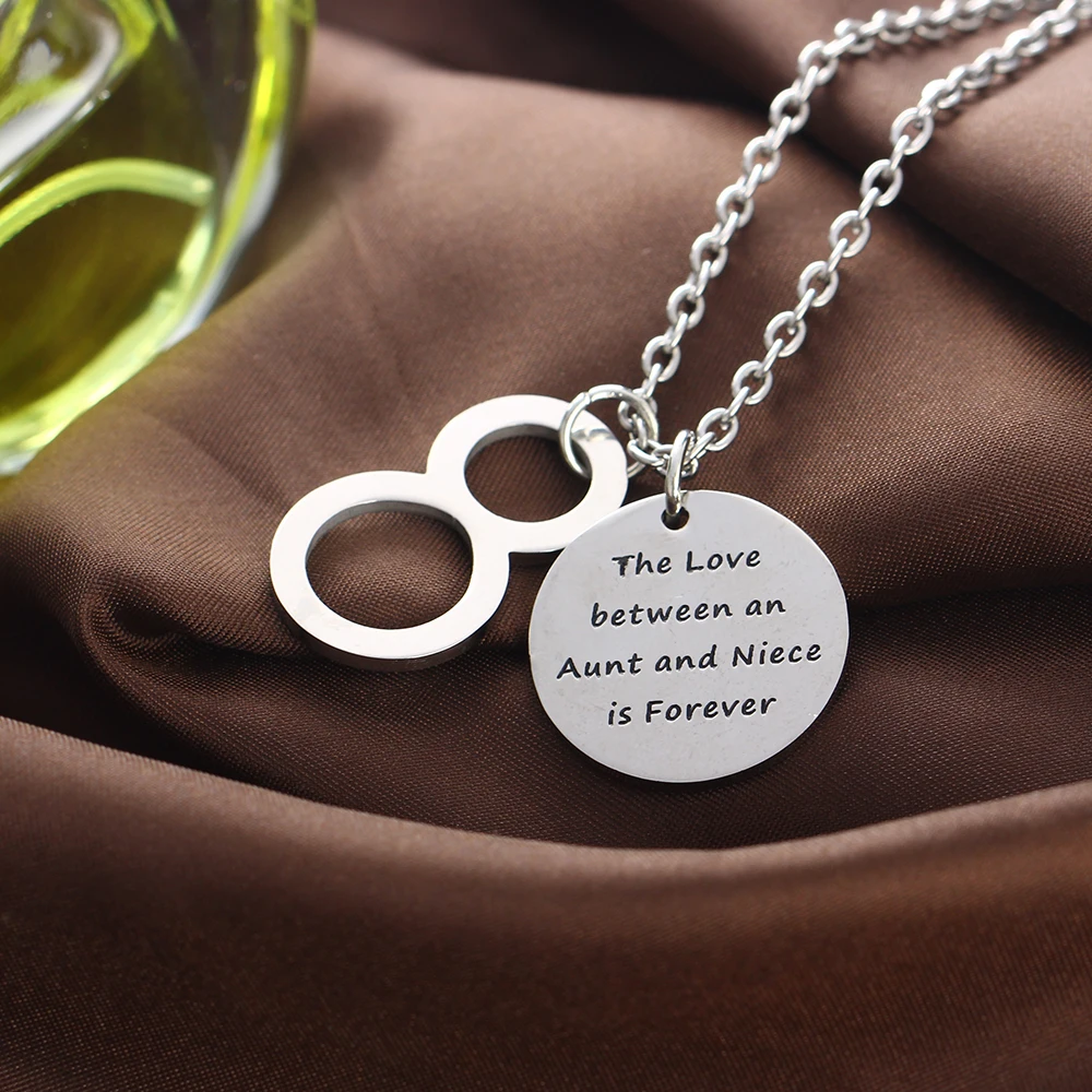 12PC/Lot Lucky Number 8 Infinity Love Between An Aunt Niece Is Forever Pendant Necklace Women Girl Jewelry Stainless Steel Gifts | Украшения