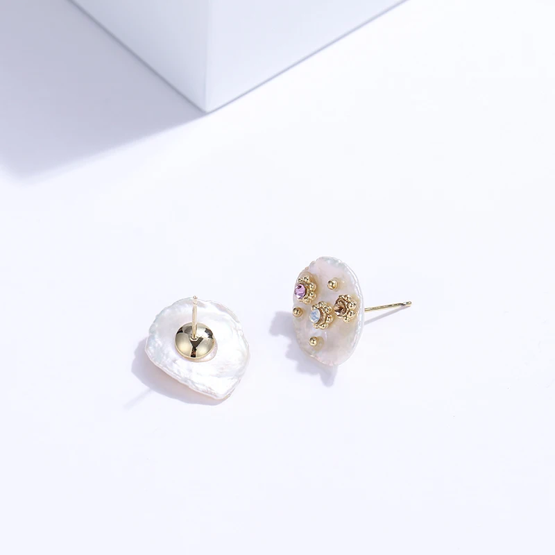 YMYW 2020 Luxury Chic Rhinestone Freshwater Pearls Stud Earrings Charm Copper for Women Party Bijoux En Argent 925 | Украшения и
