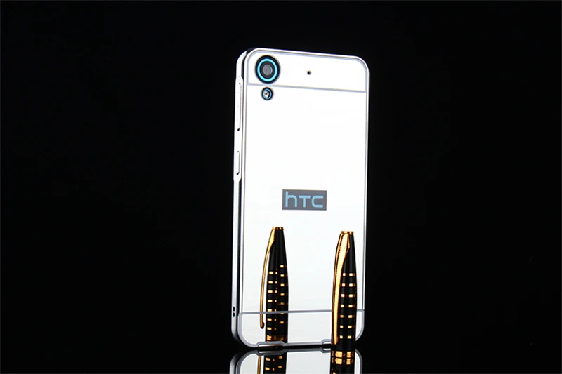Чехол для HTC Desire 628 металлическая рамка с зеркальной задней крышкой Жесткий