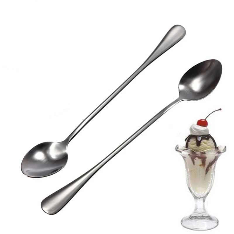 Большая Акция! Длинная ложка из нержавеющей стали для кофе латте - Цена: 75,32 руб.