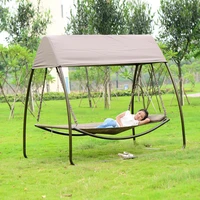 patio leisure luxury durable iron garden swing chair outdoor sleeping bed hammock with gauze and canopy
