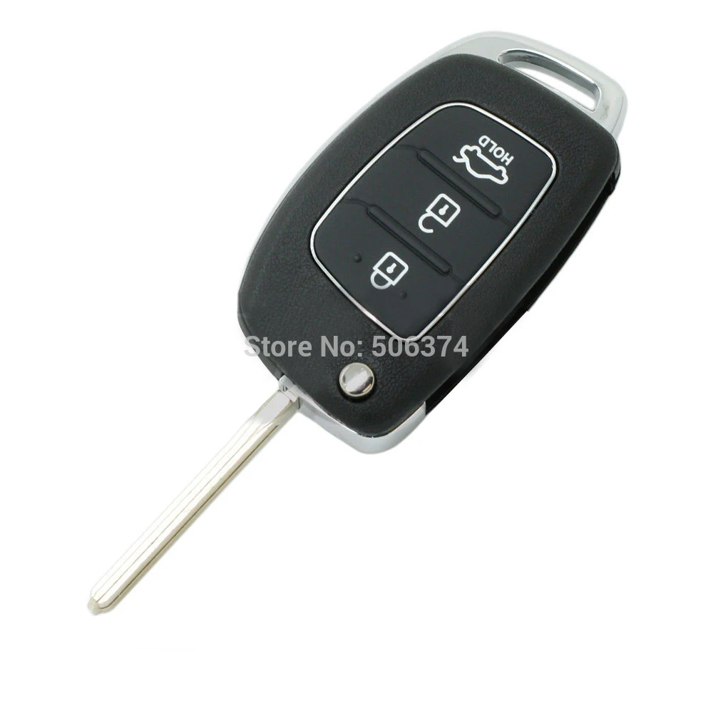 For HYUNDAI ix45 Santa Fe Replacement 3 Button Folding Flip Remote Key Shell Case Fob With Uncut Blank Blade |