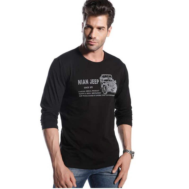 Высококачественная футболка брендовая Мужская хлопковая с длинными рукавами на