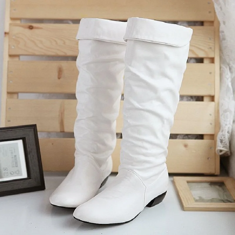 

Autumn and Winter Women Boots High-Leg Motorcycle Snow Black White Brown 3 Color Shoes Wholesale Free Shipping