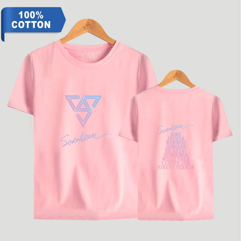 Футболки SEVENTEEN Кей поп 100% хлопок L летние модные футболки с коротким рукавом 2018