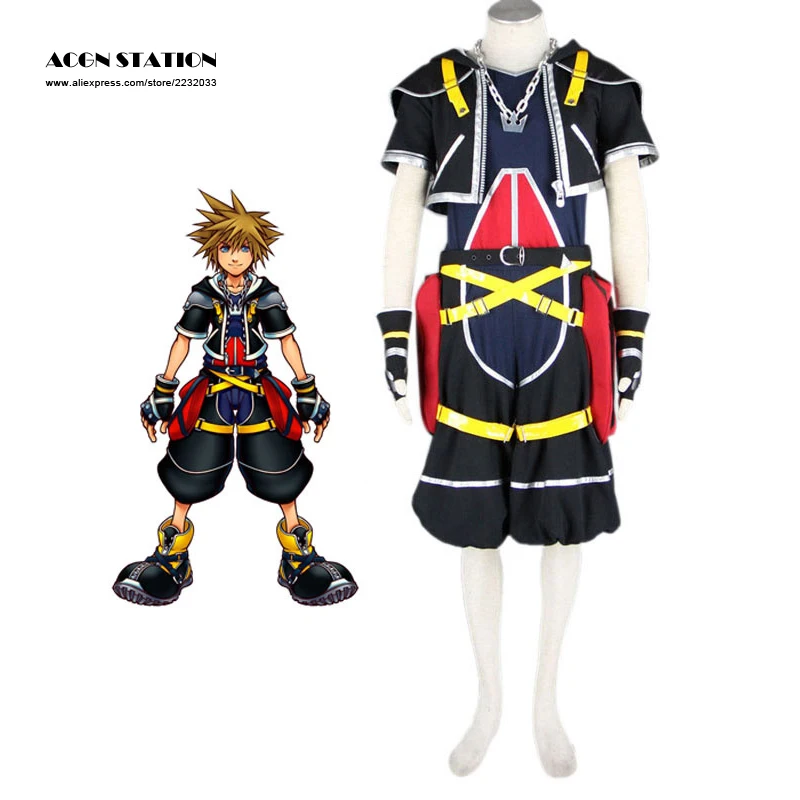2017 Бесплатная доставка Kingdom Hearts Косплэй Сора черный Для мужчин S костюм|men costume|sora