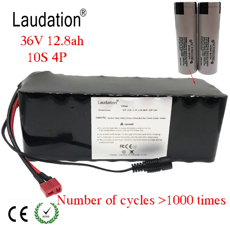 

Laudation 36v 12ah Electric Bike Battery 10S 4P For 250W 350W 500W High Power And Capacity 42V Motorcycle Scooter With 15A BMS