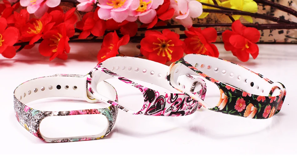 BOORUI Mi band 4 ремешок для xiaomi mi band 4 аксессуары pulsera inteligente силиконовый пояс с цветами Замена для m4 band
