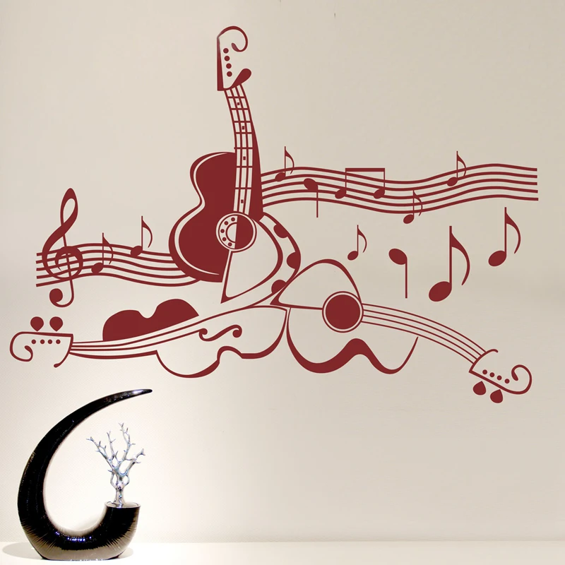 Классические виниловые наклейки на стену для музыкальной гитары оригинальный