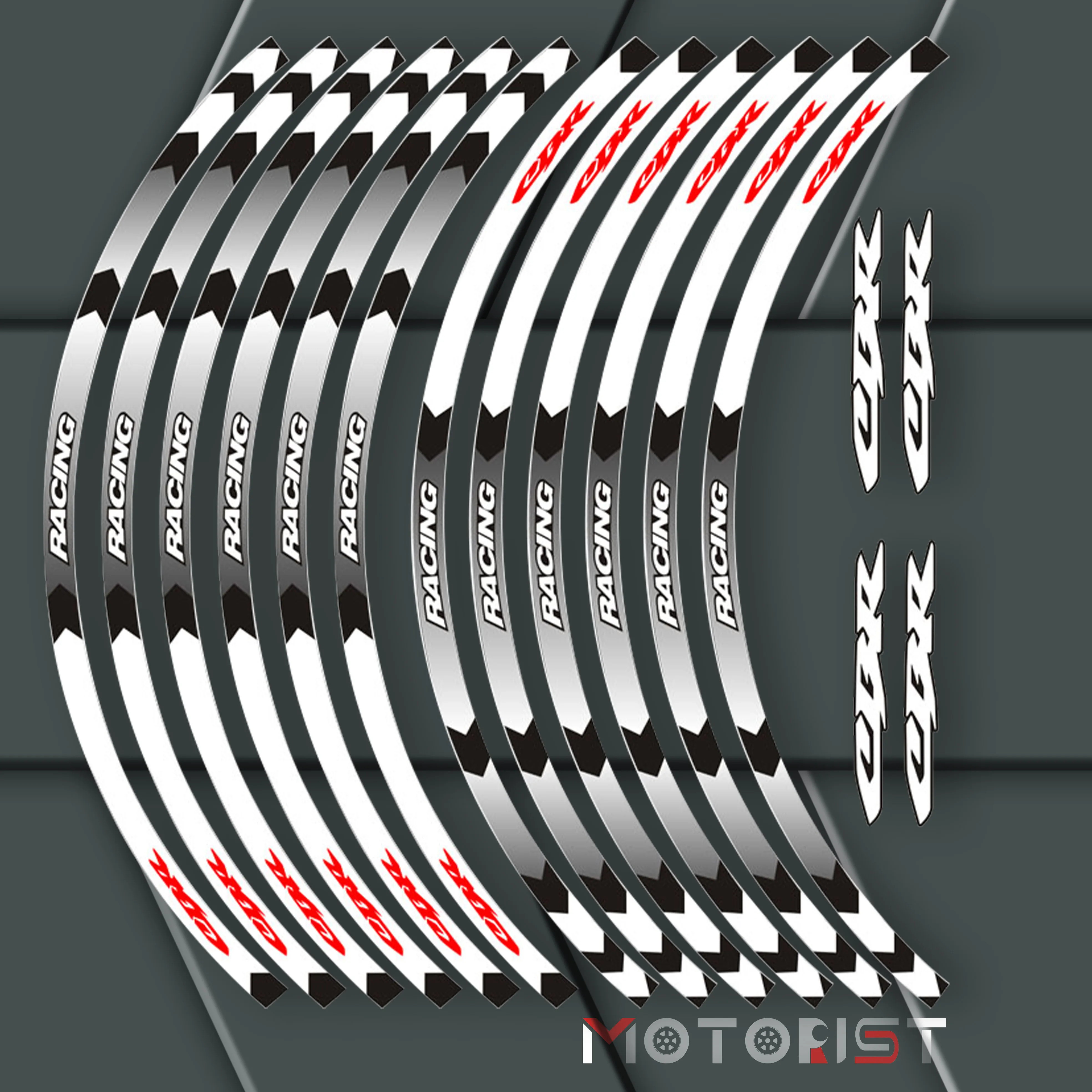 

a set of 12pcs high quality motorcycle wheel decals waterproof Reflective stickers rim stripes For CBR CBR1000 600RR 650R 300R