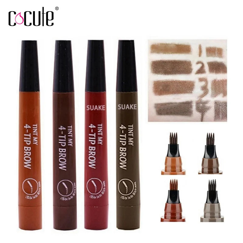 Карандаш для бровей Microblading 4 наконечника жидкая тату ручка 5 цветов краска макияж